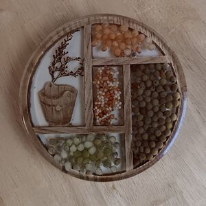 Vtg Lucite Acrylic Dry Seed & Beans 1970s Trivet